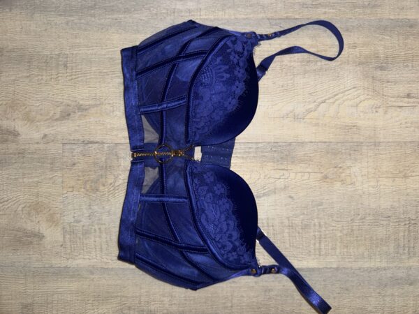 Blauer BH mit goldenem Reißverschluss – Elegant & getragen